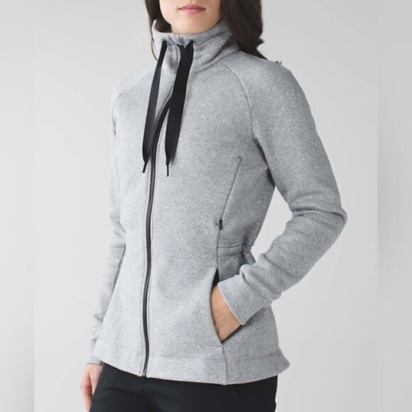 Lululemon &go Take-Off Fleece Jacket Heathered Medium Grey size 4 - Picture 4 of 10